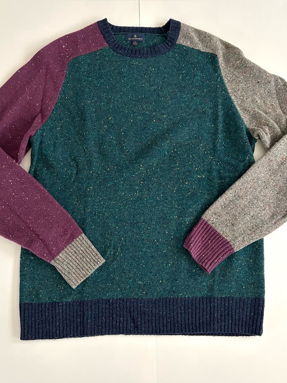 Brooks Brothers Lambswool Colorblock Sweater - Size L - Mens
